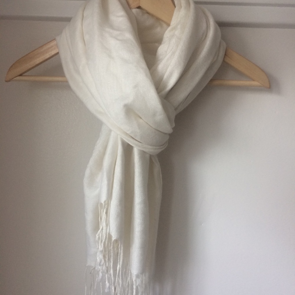Pretty Cream Scarf with Brocade Detail